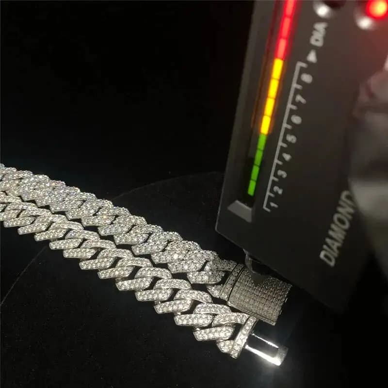 Luxury Shenzhen Fine Jewelry Hip Hop Jewelry Cuban Link Chain 925 Silver 14mm Iced Out Bracelet Moissanite Cuban.