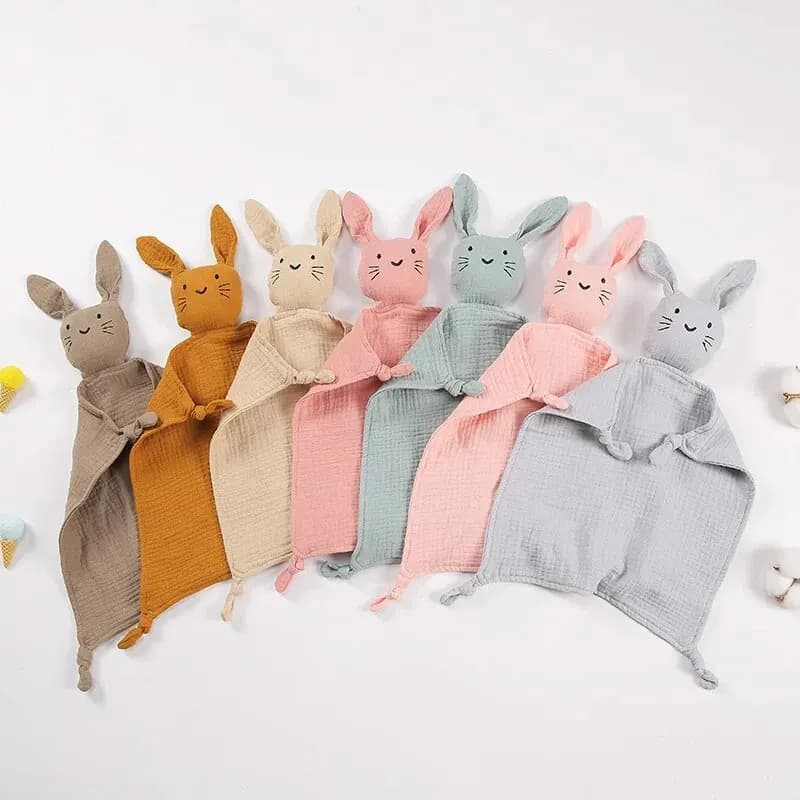 Coperta in garza di cotone a doppio strato 30x30cm, simpatico tettarella/asciugamano per gatti, tettarella/asciugamano lenitivo per il sonno, tettarella/asciugamano per bambini, coperta per bambini