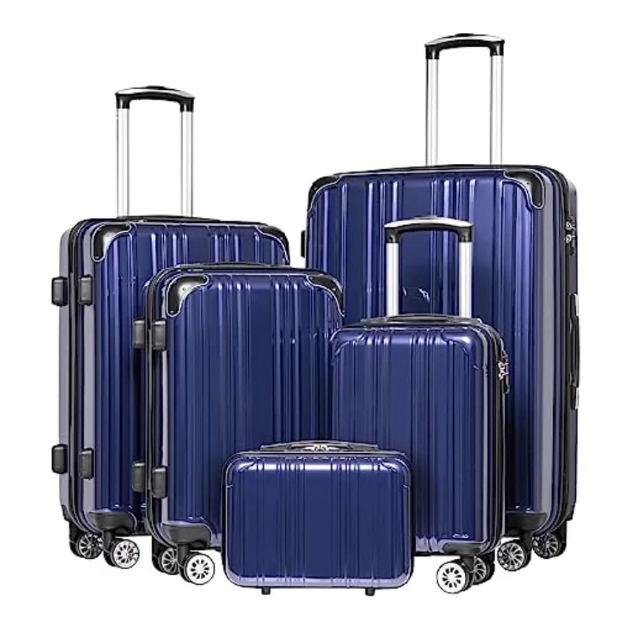 Luggage Set, Lightweight and Durable Hardshell, 5 Pcs