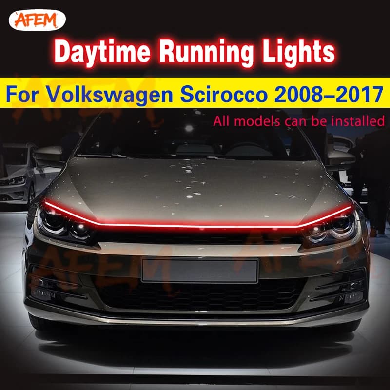 1pcs Car LED DRL Daytime Running Lights For Volkswagen VW Scirocco 2008-2017 Universal Auto Waterproof Flexible Light Strip 12V