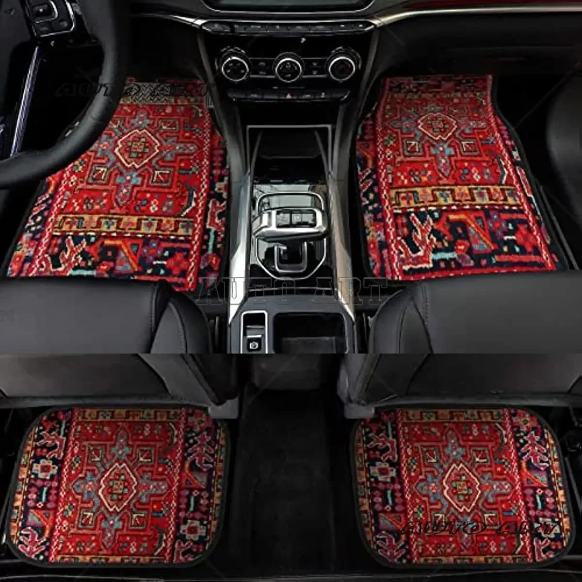 Car Floor Carpet Set of 4 Piece Persian Rug Design Auto Interior Floor Mats Durable Front & Rear Carpets for Car Truck S
