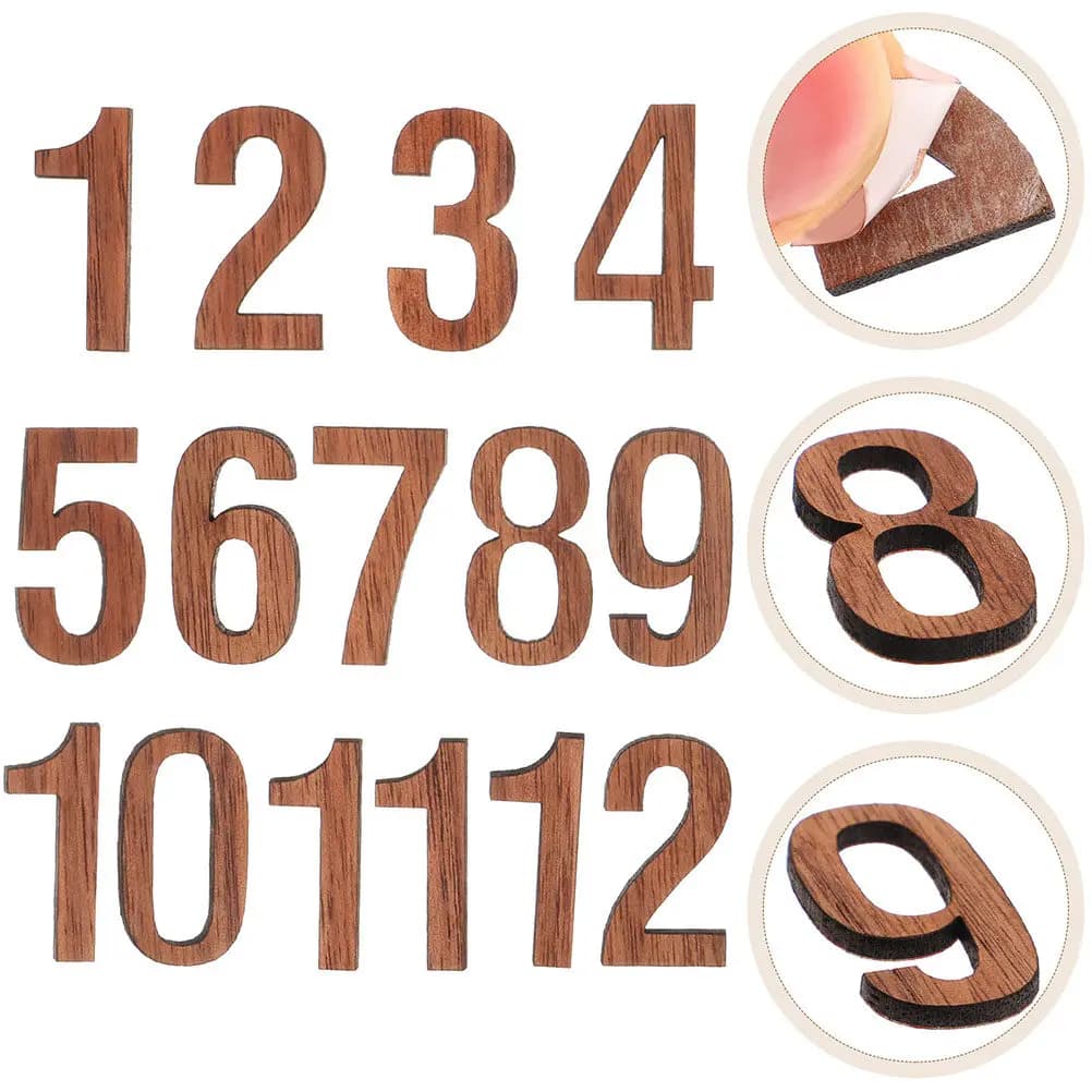 Set di 12 Numeri per Orologio, Kit di Numeri Arabi e Romani per Assemblaggio Orologio da Parete Fai-da-Te, Legno di Noce Nero, Facile da Leggere, per Casa e Ufficio