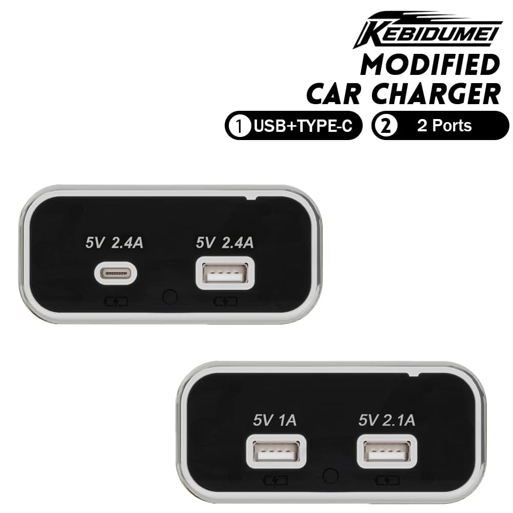 KEBIDUMEI 12V/24V USB Type-C Car Charger Clamp PD3.0 USB Power Adapter for RV Boat Roulotte Car Accessories