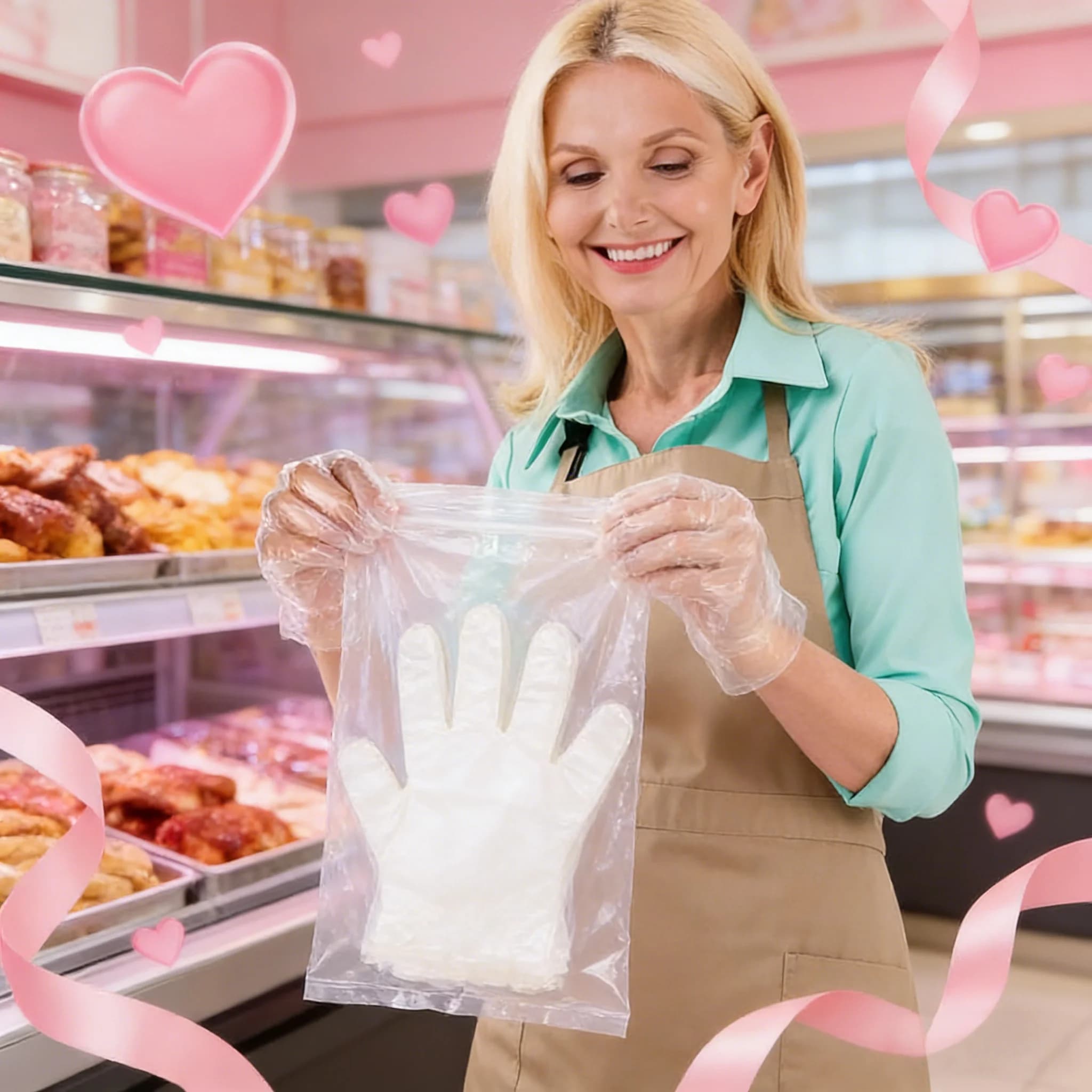 Plastic Gloves Disposable 100 Pieces, TPE Gloves for Manipulation Foods, Kitchen, Party - Resistant, Without latex, Convenience Pack
