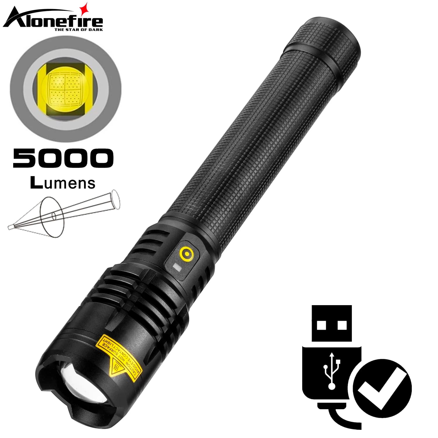 5000 Lumen Zoom XHP90 LED High Power Flashlight USB Charging Outdoor Torch Hunting Camping Fishing Patrol Powerful Lighting Lamp