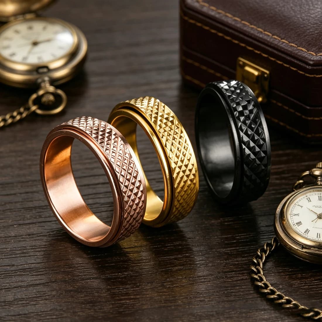 Anello Rotante a Doppio Strato in Acciaio Inossidabile, Larghezza 6MM, Multicolore, Gioiello Antistress Unisex per Uomini e Donne