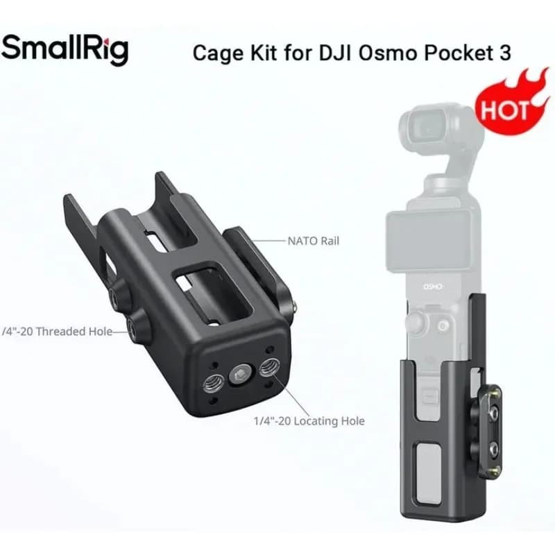 SmallRig 5117 Cage Kit for DJI Osmo Pocket 3, Half Cage Used With the Pocket 3 Battery Handle W 1/4"-20 Threaded & Locating Hole