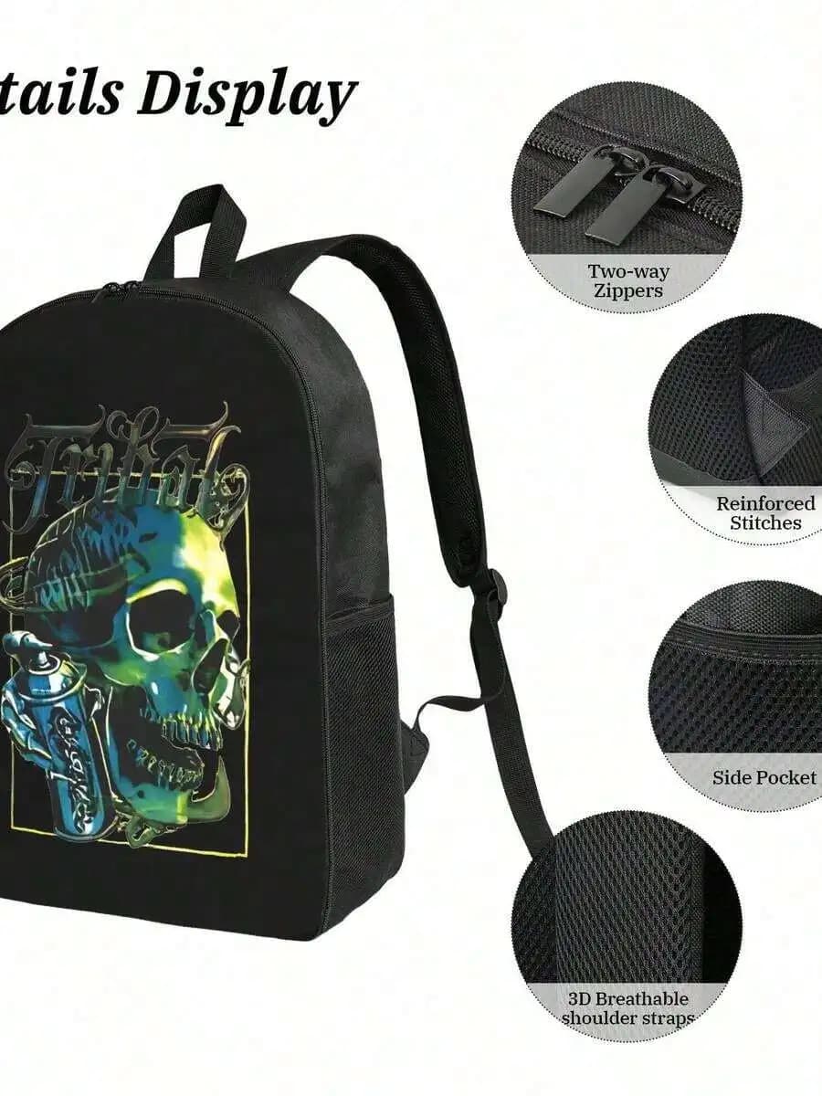 Graffiti Skull Waterproof Backpack Large Capacity Anti-Theft Laptop Bag Travel School College Work Casual Lightweight Unisex
