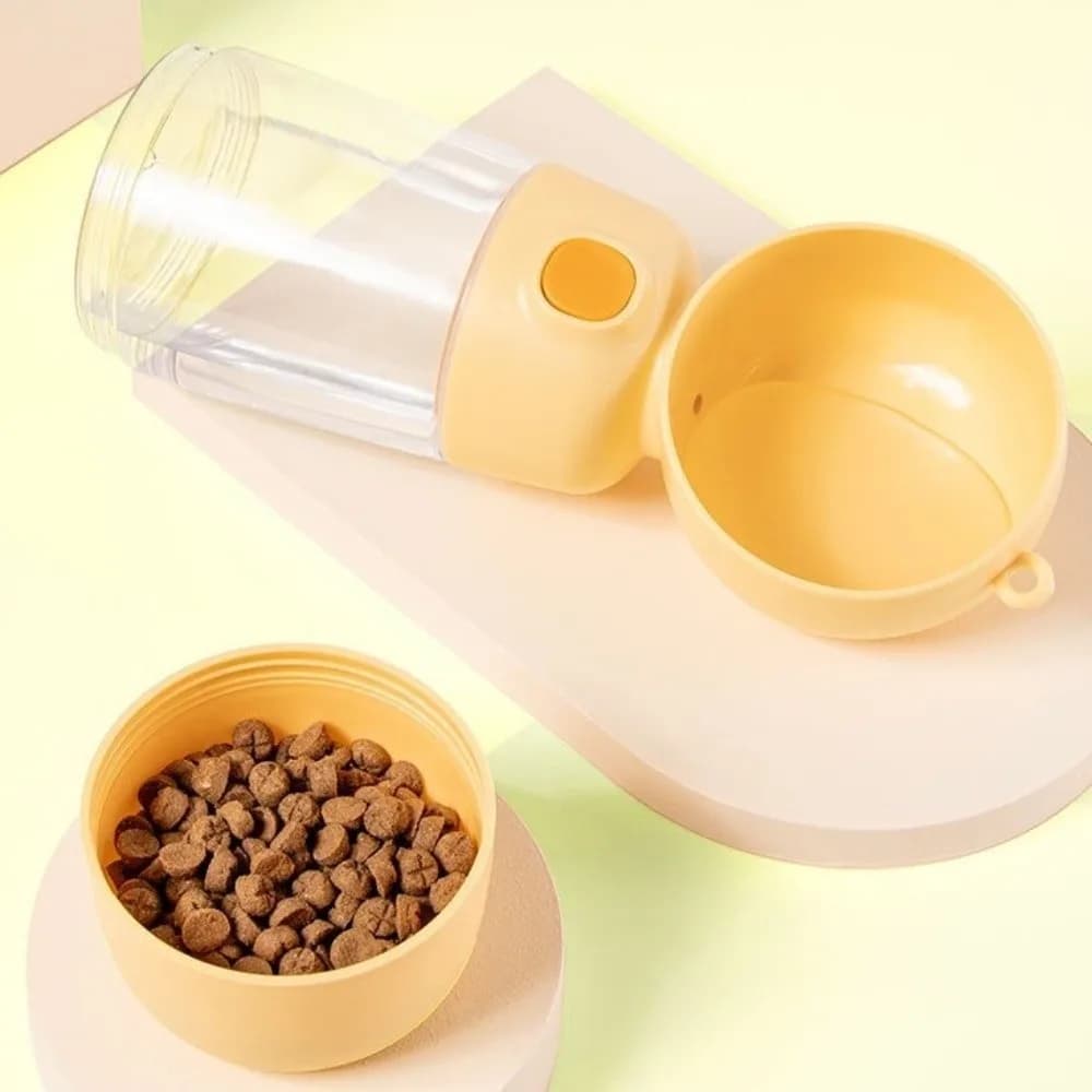 2 in 1 Pet Water Bottle Easy To Clean with Strap Pet Food Containers Plastic Transparent Dog Drinking Bottle Garden