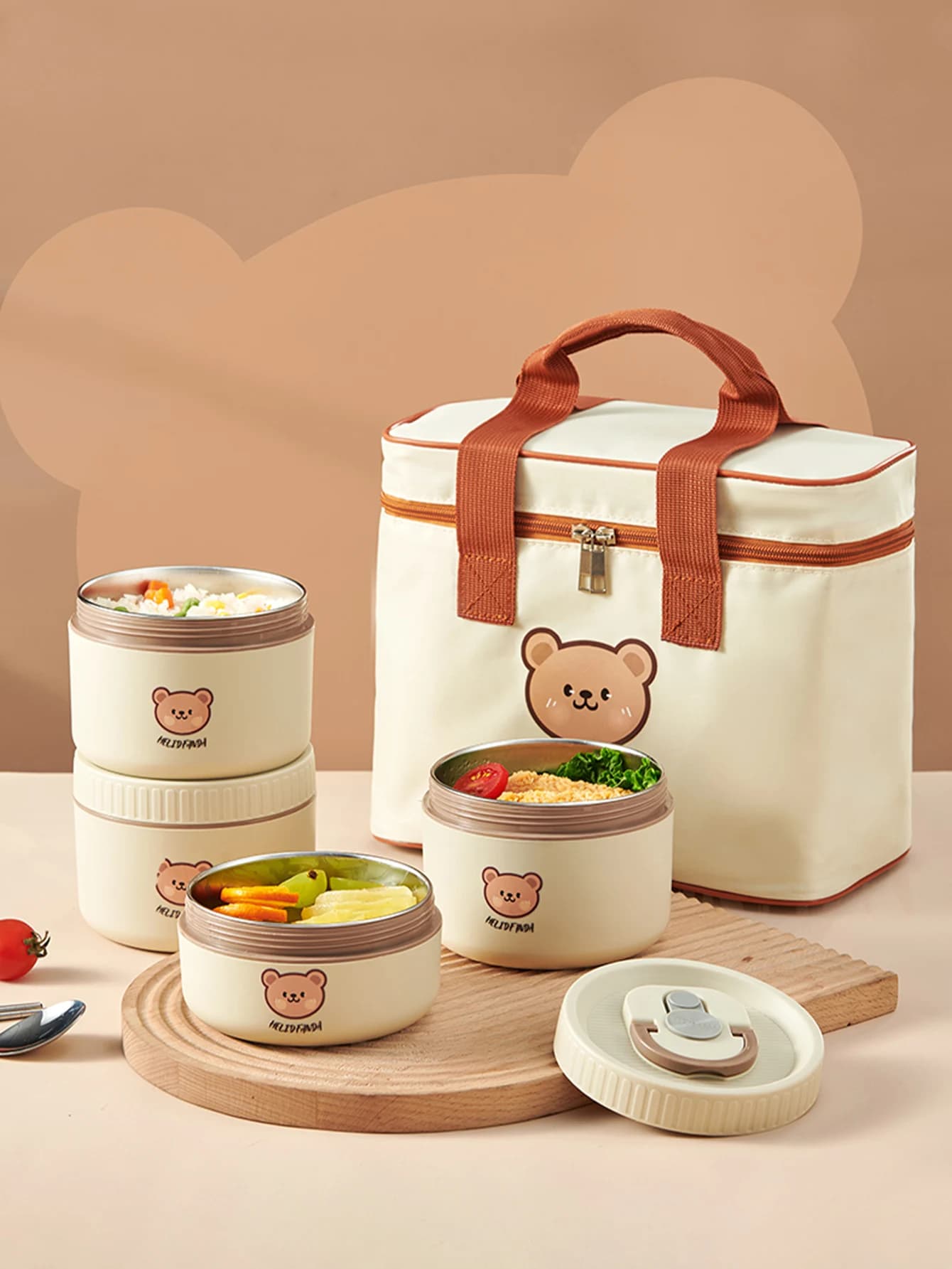 WORTHBUY Set di scatole per il pranzo portatili con borsa isolata contenitore per alimenti termico in acciaio inossidabile 18/8 per studenti Aldults