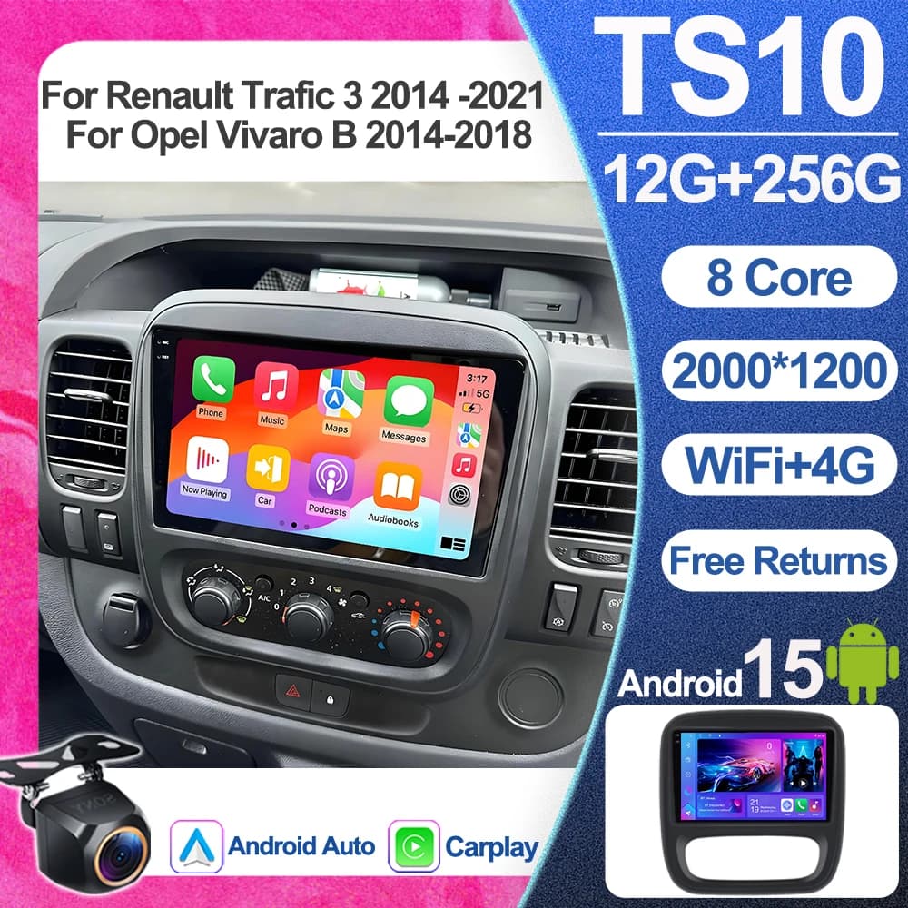 Android 15 For Renault Trafic 3 2014 -2021 For Opel Vivaro B 2014-2018 Multimedia Video Autoradio GPS Navigation DSP