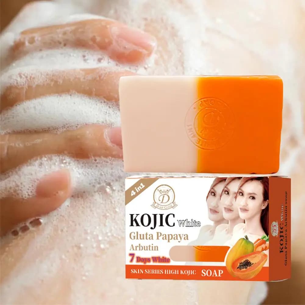 1/2 Pieces Artisanal Flavoured Food Cogico and Vitamin C with Papaya Essential Oil, Faced Flavour and Body, Bath soap for Skin Care and Beauty