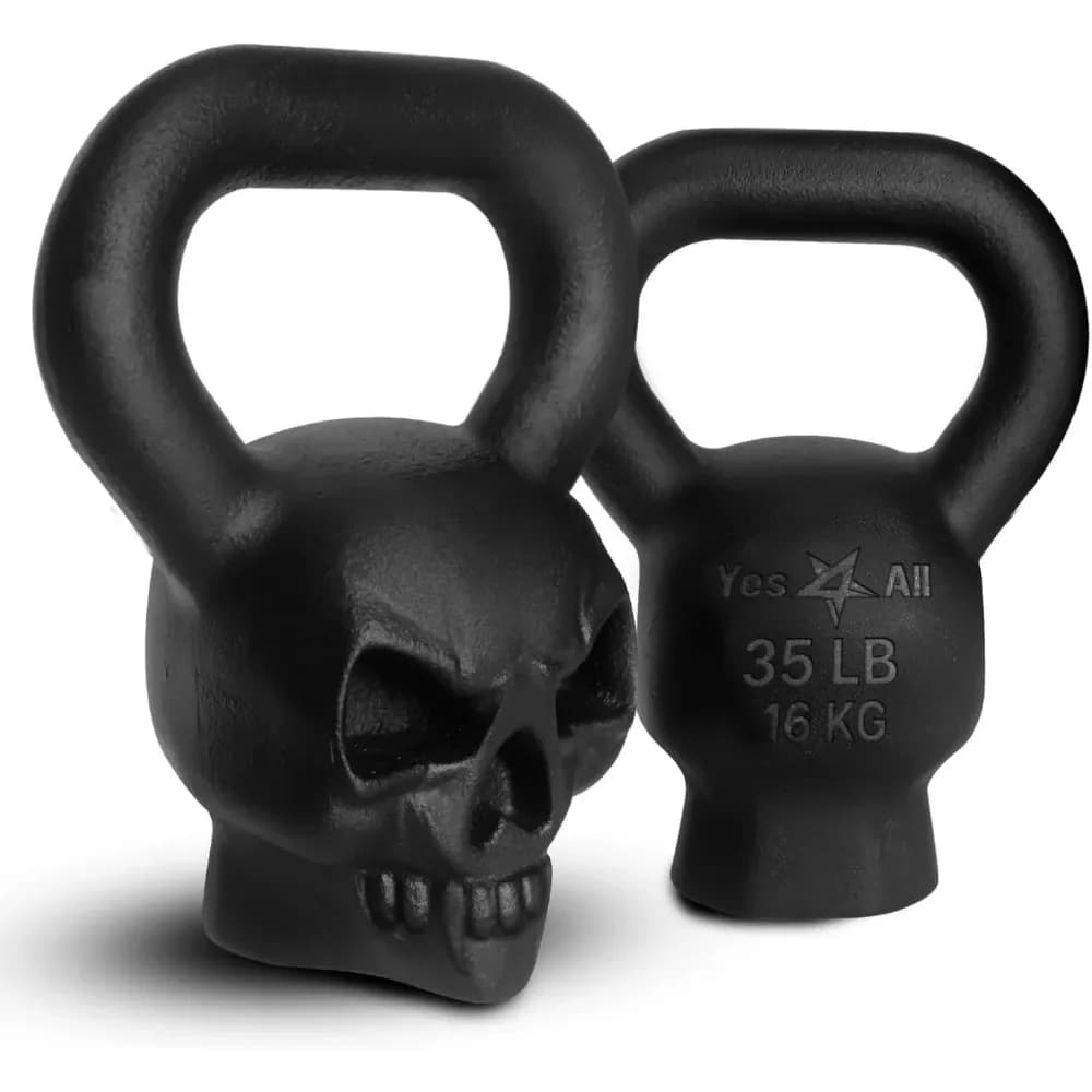 %a Skull Kettlebells 35 pounds - Cast iron kettle bell with powder coated anti-slip handle - Kettlebells for strength training