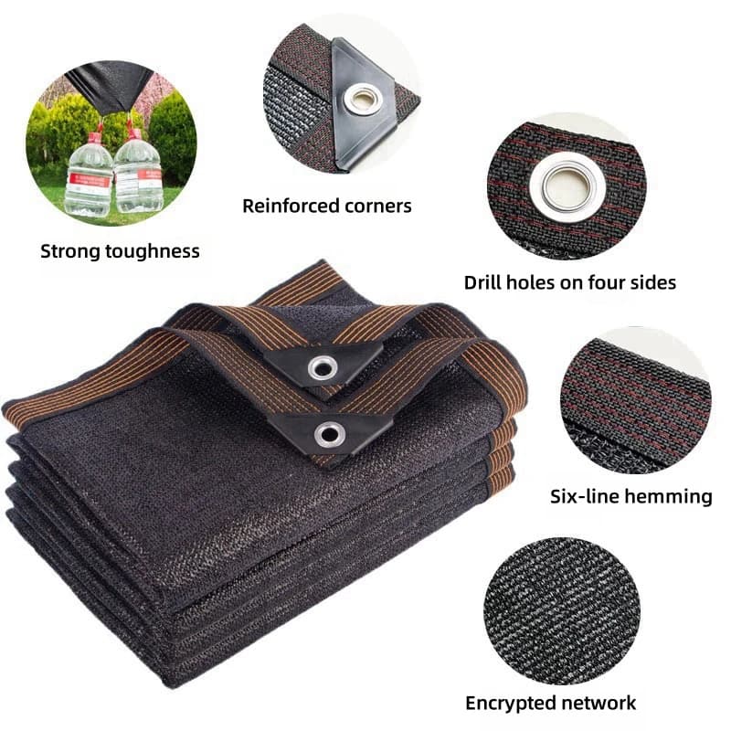 Rete parasole nera protezione solare esterna Clip a rete serra pianta cortile ombra isolamento rete balcone Privacy Bag bordo punzonatura