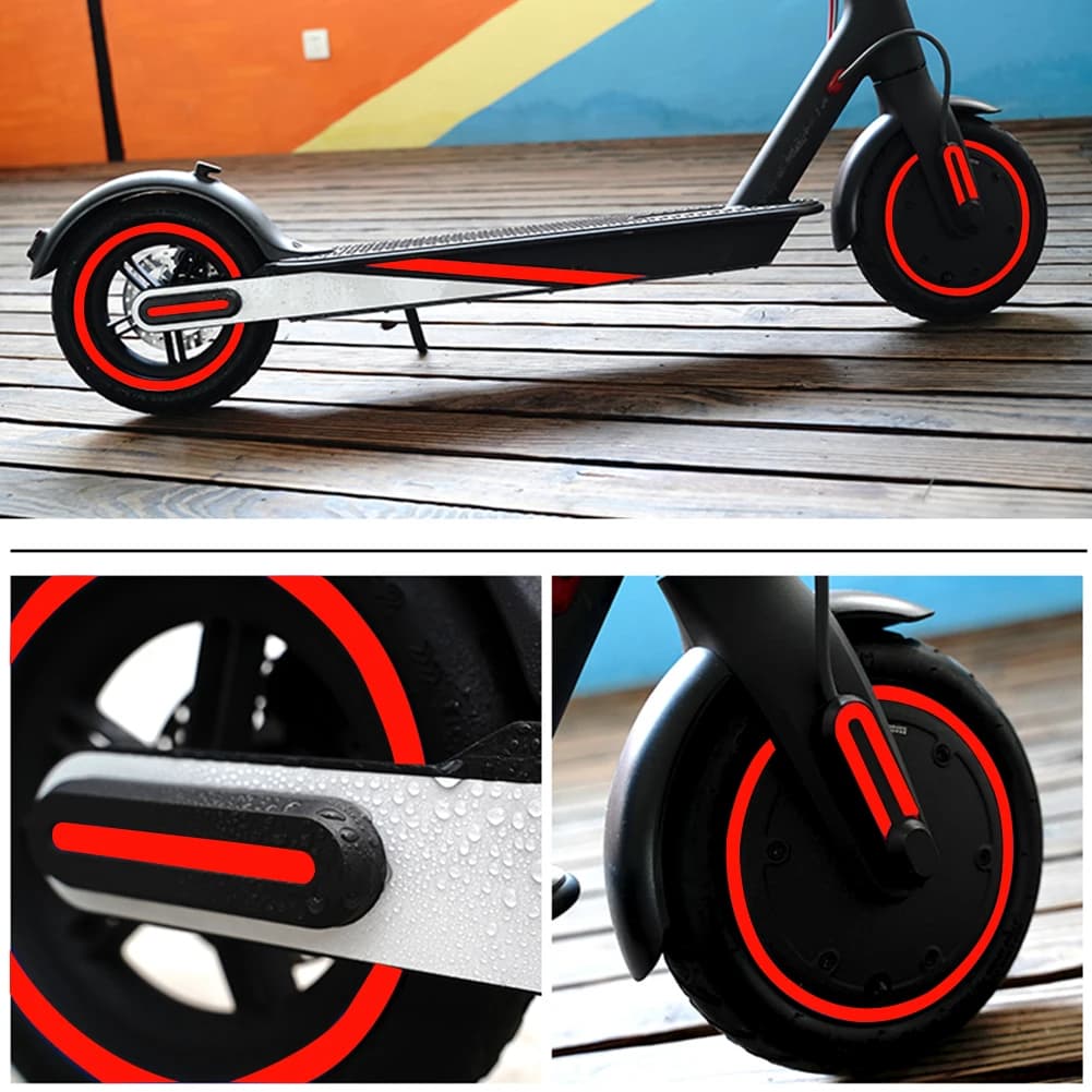 Striscia di avvertimento per guida notturna calda per Xiaomi Mijia M365 Adesivo per scooter Adesivo riflettente per scooter in PVC Accessori per scooter impermeabili