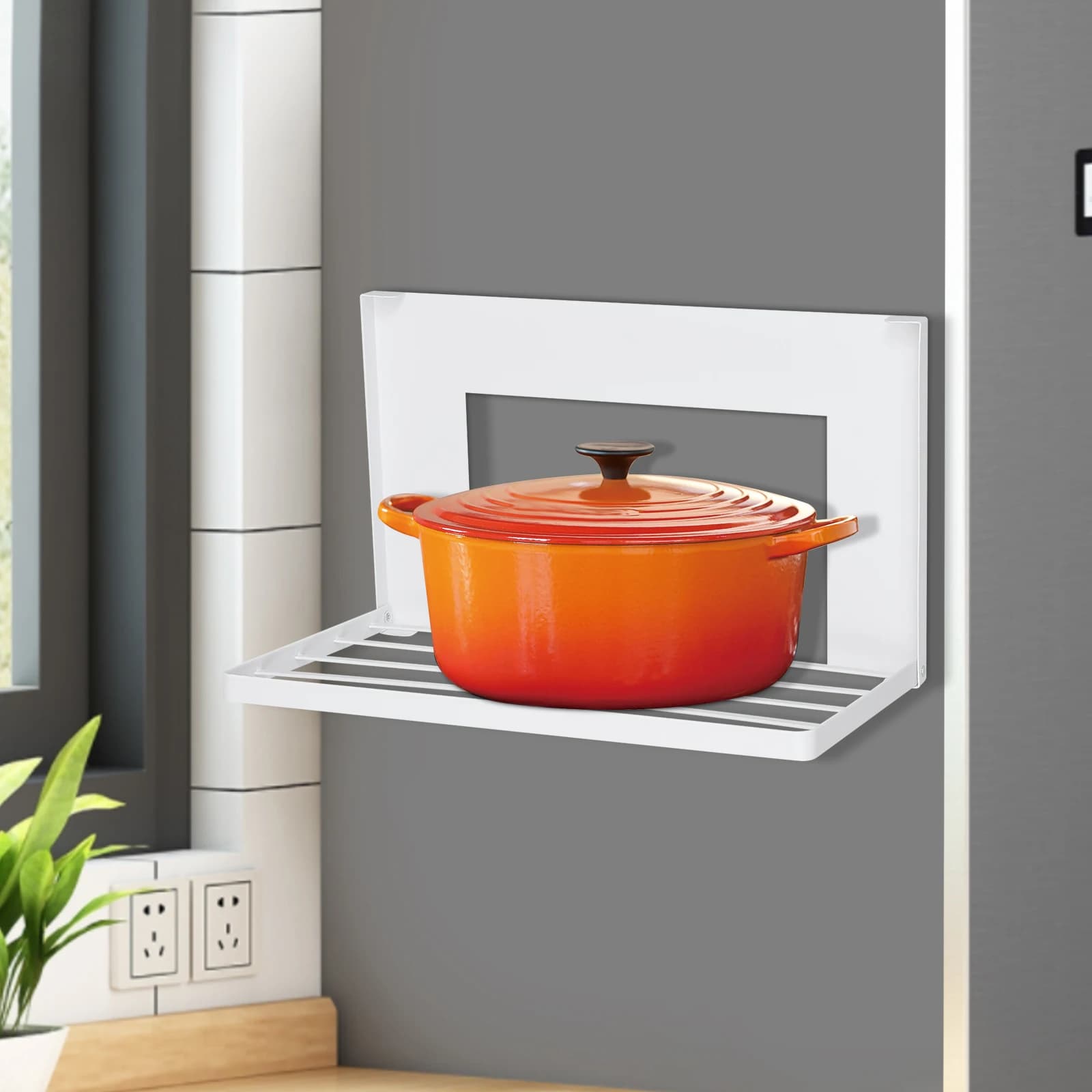 Magnetic Foldable Storage Shelf Carbon Steel Spray Painting Hollow Ventilated Shelf 5-7kg Load No Drill Fridge Washing Machine Side Organizer Rack