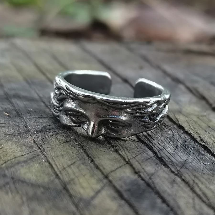 Anello Creativo a Mezza Maschera di Venere per Uomo, Anello Regolabile con Incisione Vintage, Gioielli alla Moda, Regalo