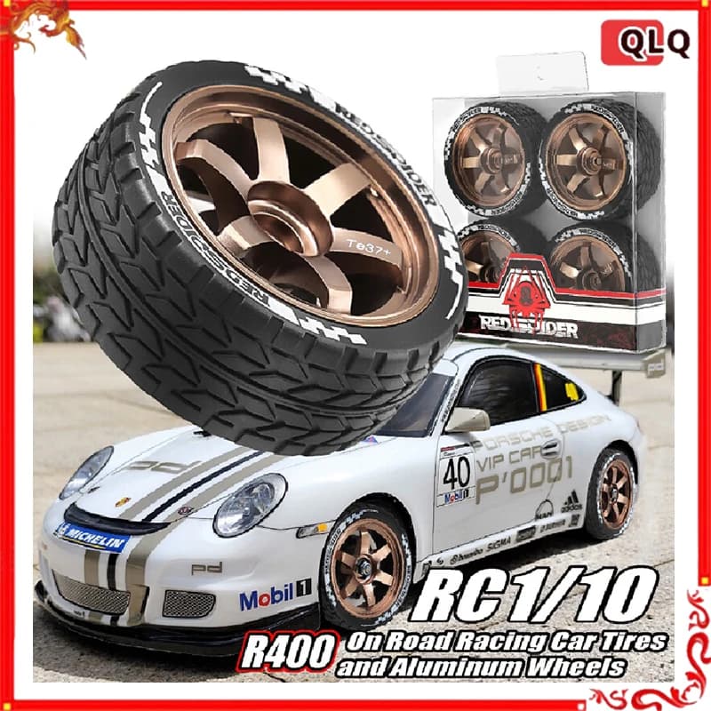 RS Red Spider Scala 1:10 Pneumatici per presa a terra Mozzo ruota in metallo compatibile con i modelli XV02 RV TT01 R400 Accessori per ricambi auto
