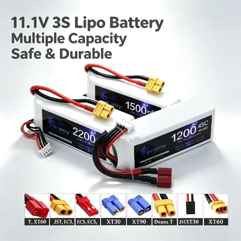 Hot 3S 11.1V 2200mAh 45C LiPo Battery Equipped with T JST XT30 XT60 Connectorsfor RC Aircraft Quadcopter Helicopter and Car