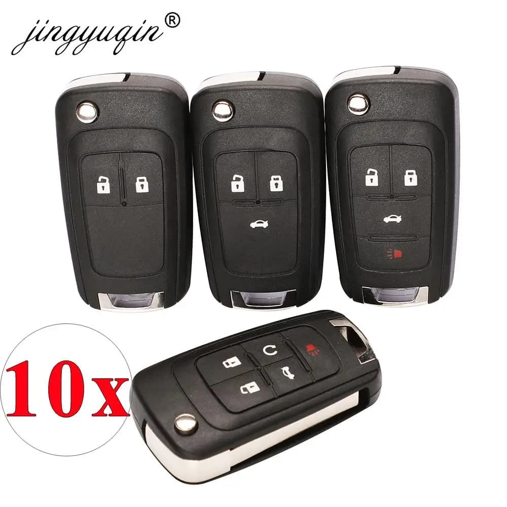 Jingyuqin 10 Pz/lotto 2/3/5 Bottoni Caso Della Copertura Fob a Distanza di Vibrazione Pieghevole Chiave Borsette per Chevrolet Lova vela Aveo Cruze Malibu Sostituire