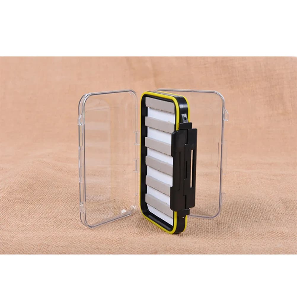 Double Side Waterproof Fly Fishing Box Transparent Clear Lid ABS Material Secure Lock Outdoor Fishing Tackle Fly Cases