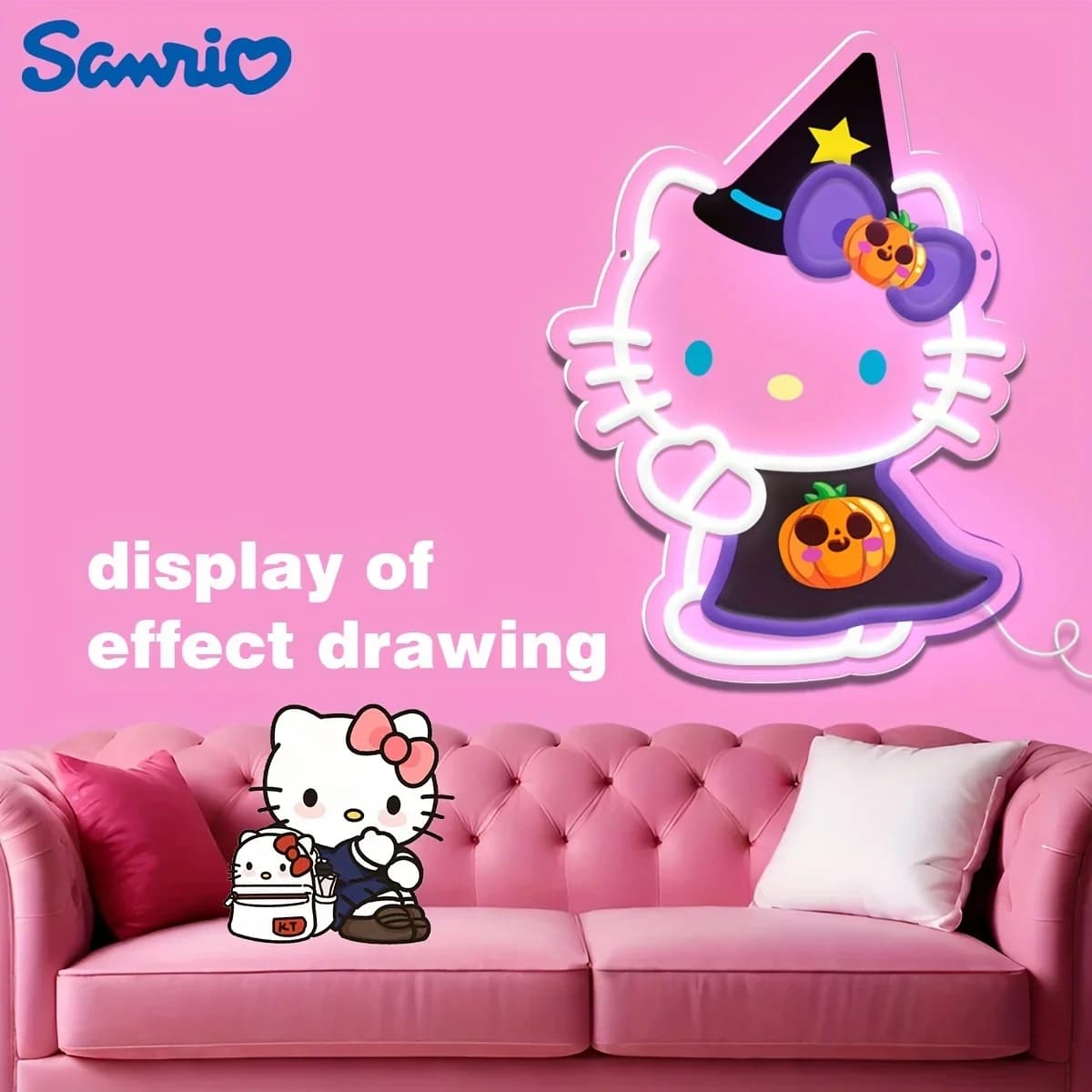 Insegna al neon Sanrio Halloween Hello Kitty, luci al neon multicolor alimentate tramite USB per l'arredamento della camera da letto, regali perfetti per bambine