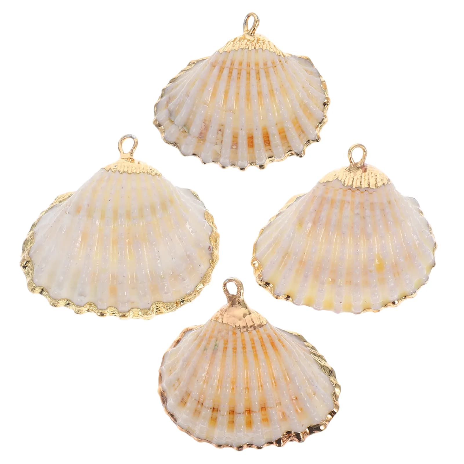 4Pcs Sea Charms for Jewelry Making Electroplated Spiral Conch Shell Pendants for Wind Chime Decor and DIY Craft Supplies