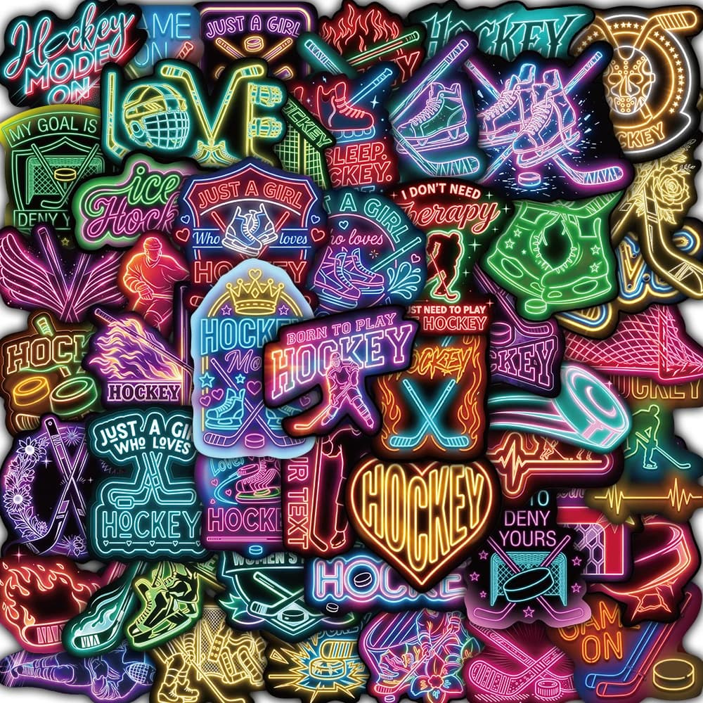 50PCS Curling Neon Style Sticker Home Decorative Skateboard Streetwear Laptop DIY Phone Scrapbooking Motorcycle Graphic Stickers