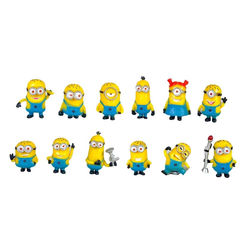 *Nuovo 12 Pz/set Kawai Miniones Figurine Giocattoli 3D Eye Cattivissimo Miniones Action Figures Giocattoli Classici Regali di Natale per I Bambini