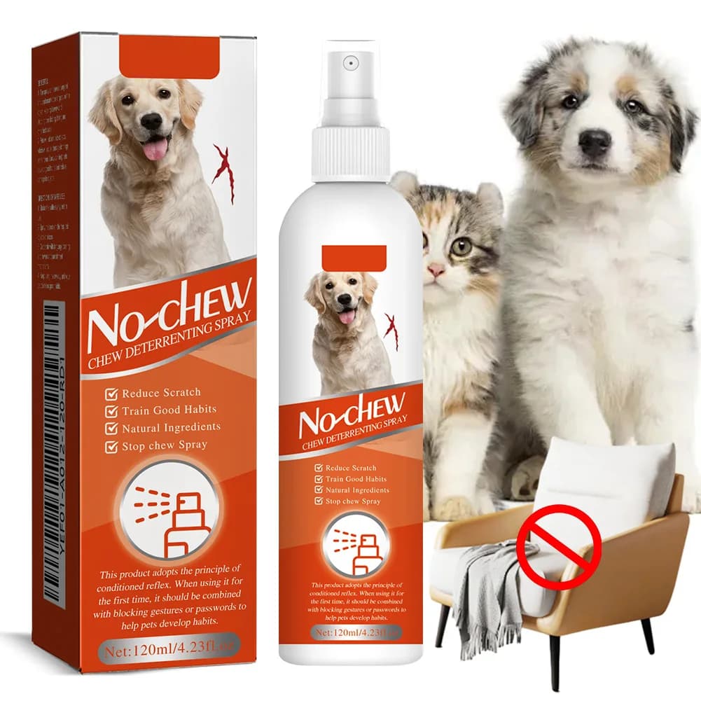 Spray da 120 ml senza masticare per cani Spray di mela amara Spray anti-masticare efficace senza alcol Detergente per animali domestici Spray amaro per cuccioli