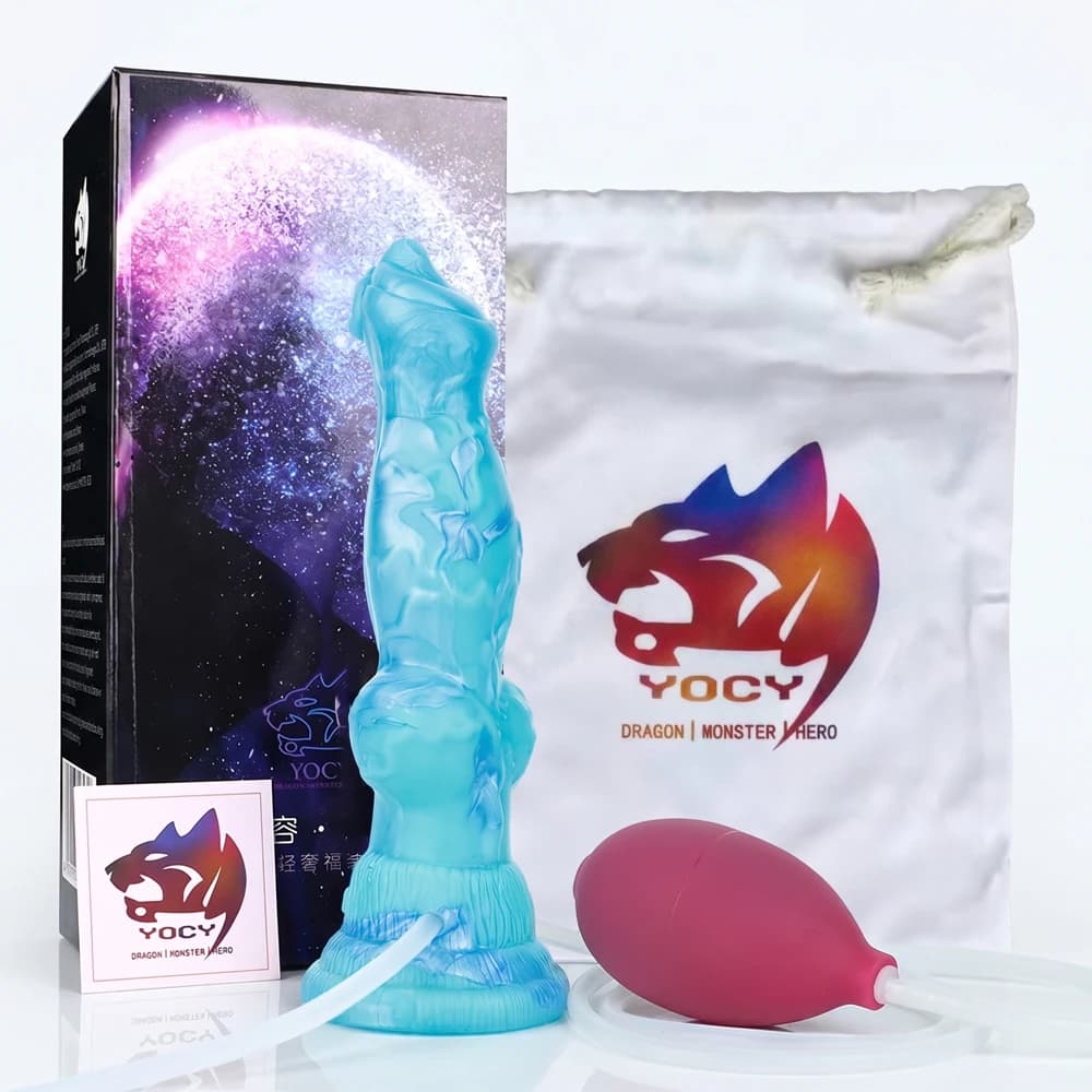 YOCY Dog Dildo With Squirting Function Platinum Silicone Ejaculation Dildo With Sucker Harness Anal Sex Toys For Women Men