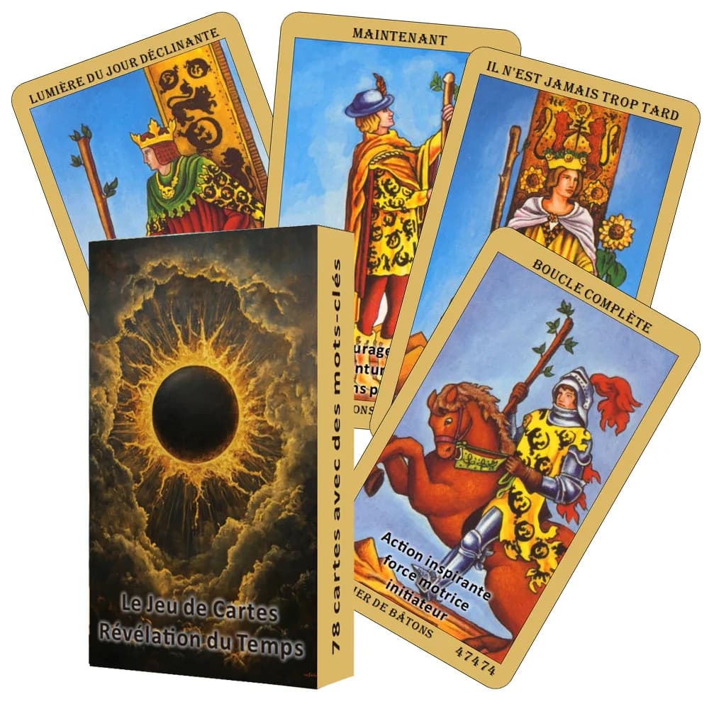 Mazzo di tarocchi francesi, carte classiche, 78 carte con parole chiave, mazzo di carte di rivelazione del tempo, carte da 12x7 cm, carte dei tarocchi per principianti