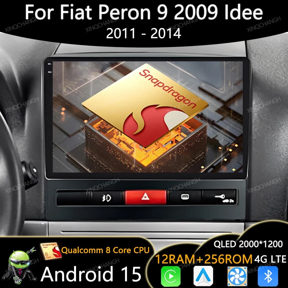 Android 15 Autoradio Per Fiat Peron 9 2009 Idee 2011 - 2014 Multimedia Stereo Video Player 2DIN QLED BT 4G WIFI Carplay Auto GPS