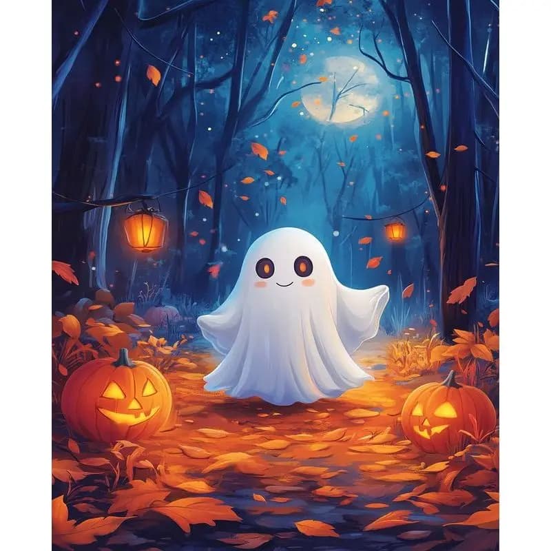 RUOPOTY Halloween Themed Ghost Picture Acrylic Paint By Numbers Kit For Adults Handicraft Set For Holiday Decorations