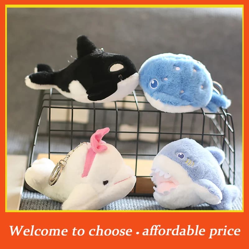 1 Pezzo Nuovo Portachiavi Kawaii a Forma di Delfino, Orca, Polpo, Squalo, Peluche Animale per Bambini, Ragazze e Amiche