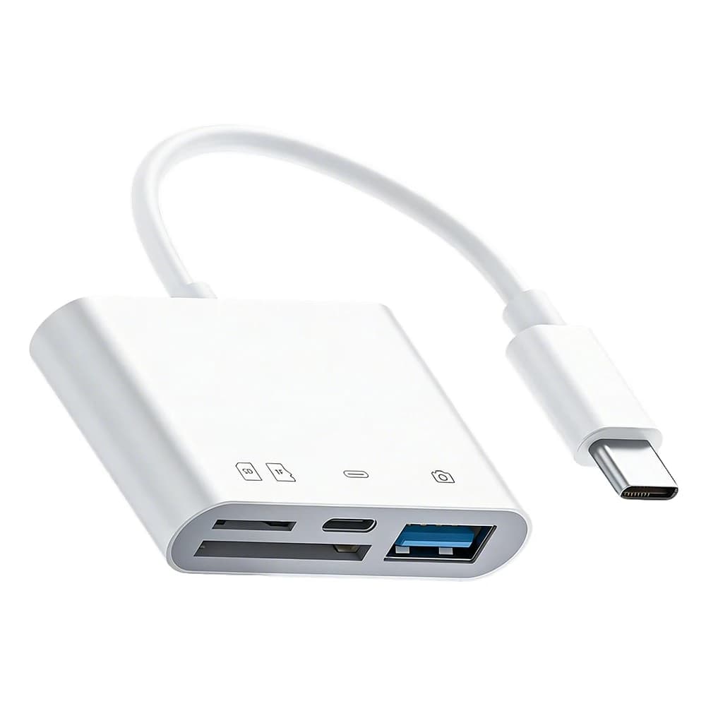 Lettore di Schede OTG 4-in-1 Multifunzione per iPhone, Lettore di Schede USB Flash Drive, Lettore di Schede TF/SD