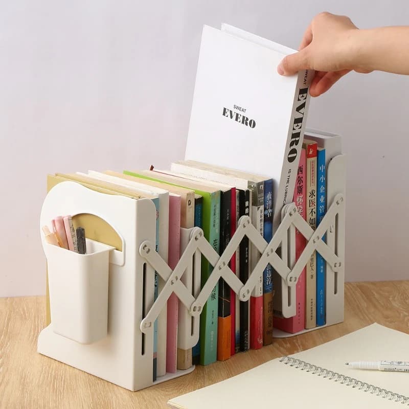 Scaffale da tavolo per il ritorno a scuola Fermalibri telescopico regolabile Supporto per organizer per libri per scrivania Scaffale per libri per studenti