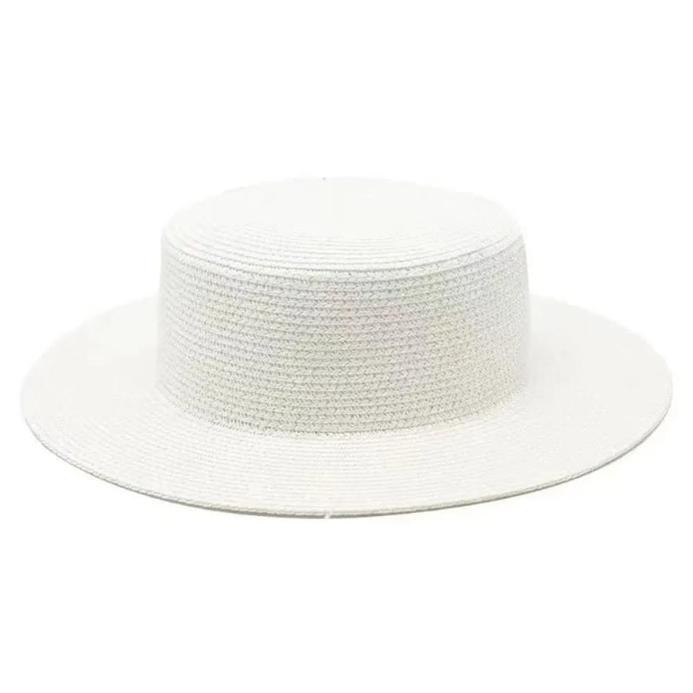 Fashionable Wide Brim Straw Hat Handwoven Straw Flat Top Sunscreen Hat Breathable Beach Sun Hat Women Summer