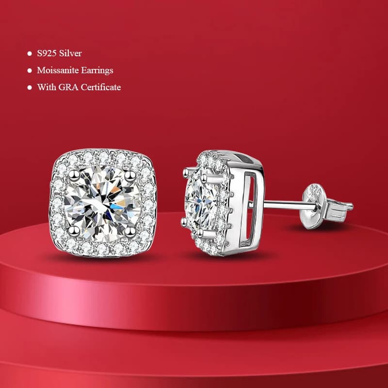 S925 Sterling Silver 0.5-2CT D Colore Moissanite Orecchini con perno per la donna Fidanzamento Fine Pass Test GRA Gioielli da sposa