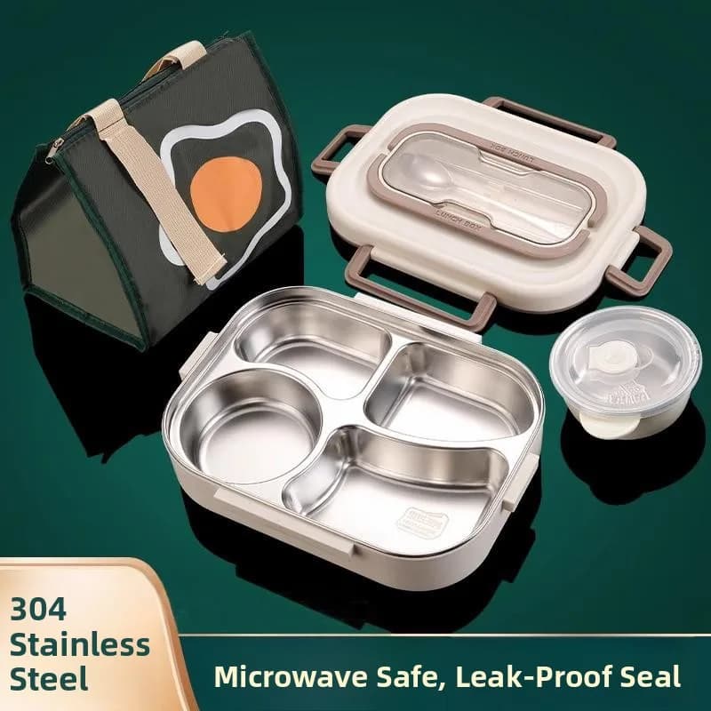 Contenitore Portatile Termico per Pranzo con Utensili, Riscaldabile in Microonde, in Acciaio Inossidabile, per Studenti