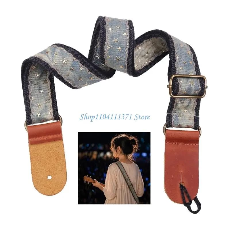 P9FC Adjustable Length Guitar Strap Ukulele Accessory Ethnic Styles Polyester Guitar Belts Durability Ukulele Strap Guitar