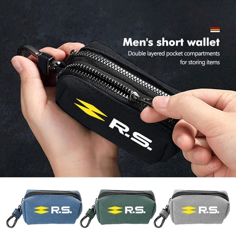 Car Sticker Portable Car Keychain Wallet Card Holder Coin Zipper Purse For Renault Arkana Captur Twingo Talisman RS Line Logan D