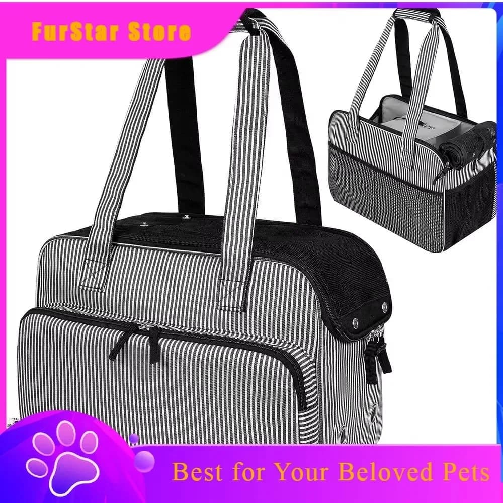 FurStarSmall Dog Purse Carrier, Soft-Sided Pet Carrier Bag With Pockets, Portable Puppy Cat Travel Handbag Tote, Airline Approve