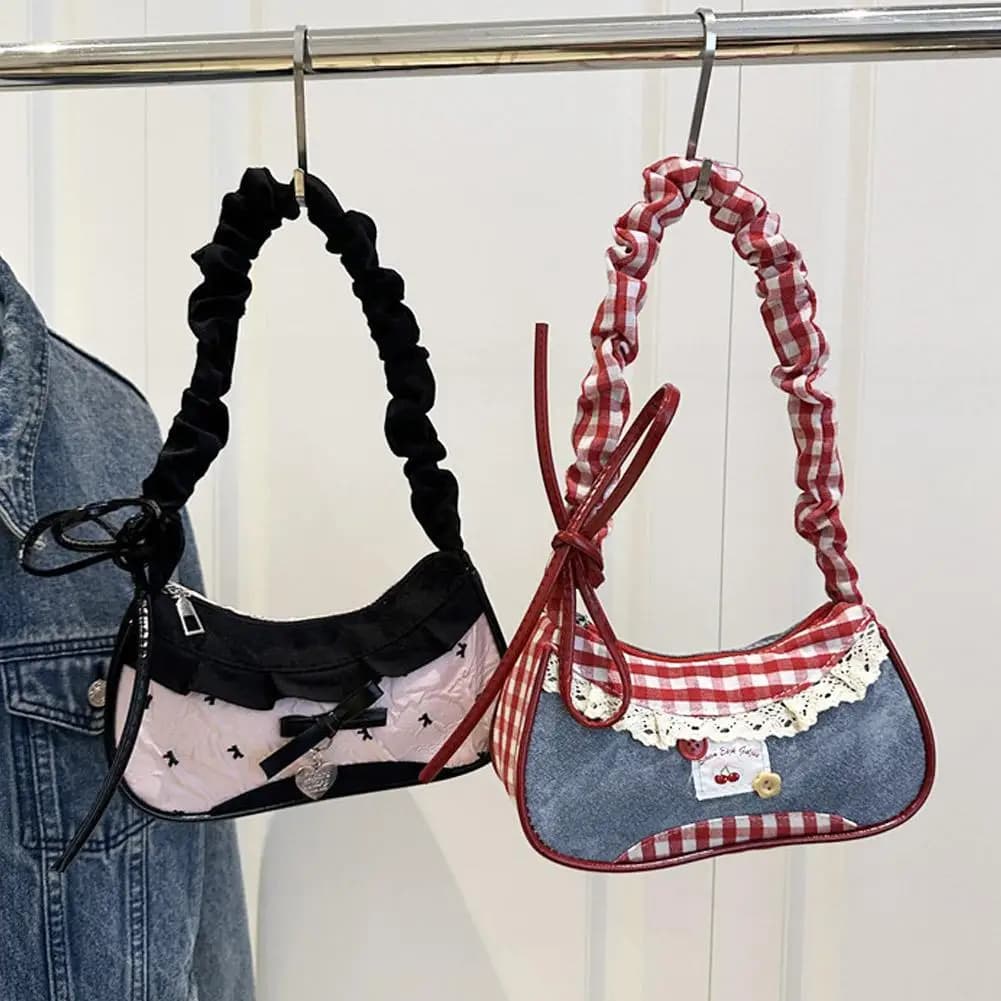 Nuovo carino a quadretti portatile sotto le ascelle borsa da cowboy dolce da donna semplice e fresca Y2k moda borsa a tracolla casual regalo per Fri Z2Y3