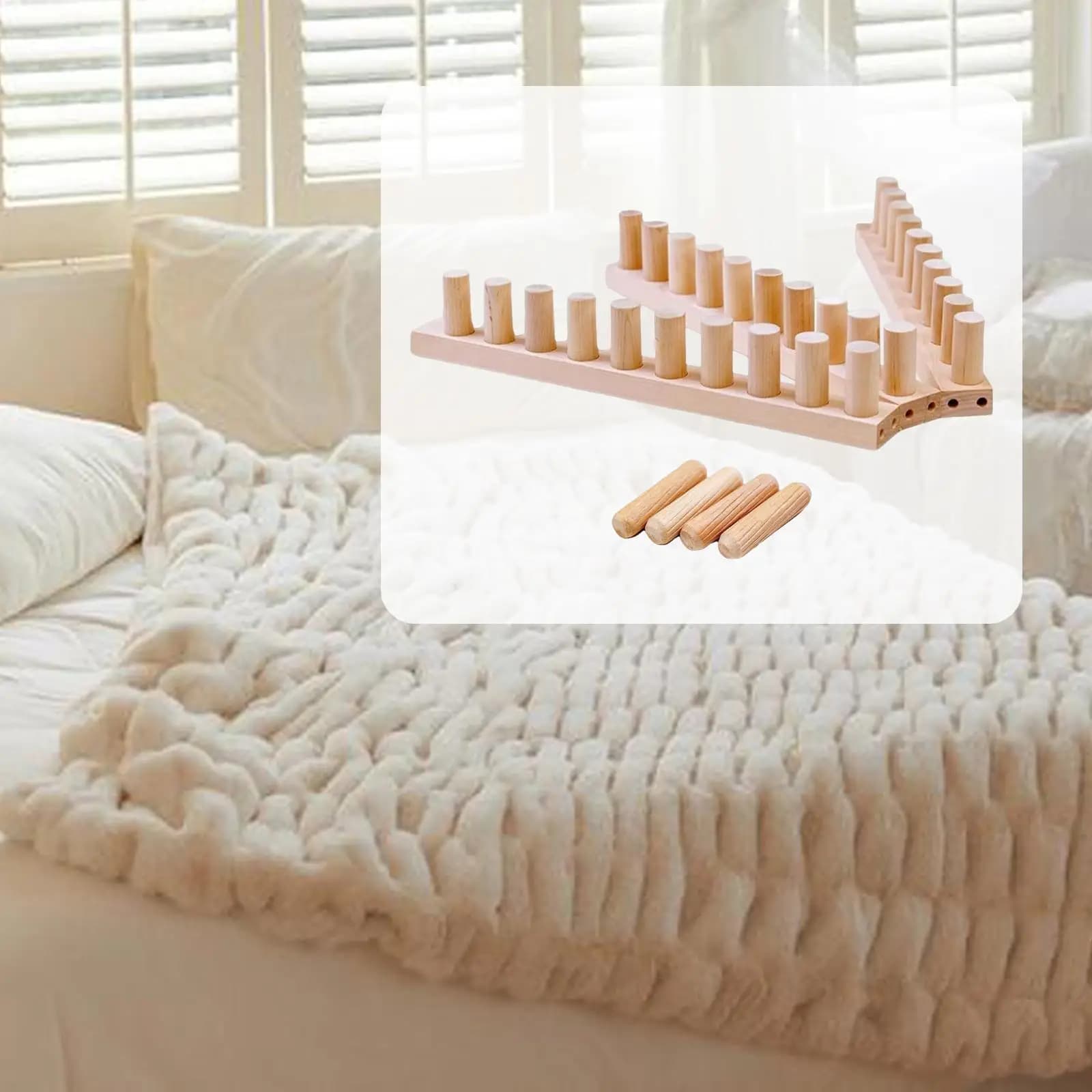 Chunky Knitting Blanket Loom Portable for Chunky Blankets,Sturdy,Weaving Loom Yarn Craft Adjustable Size Beginner Friendly Gift