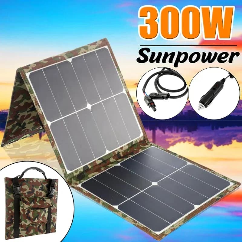 18V/5V 300W Pannello solare pieghevole Kit caricabatteria USB Banca di potere completa Smart Phone Portatile pieghevole ricaricabile da campeggio