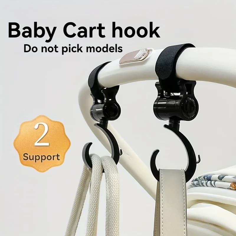 2ps 360° Rotate Hook, Baby Stroller Hook, Trolley Hook, Multi-Functional Hook, Crib Hook