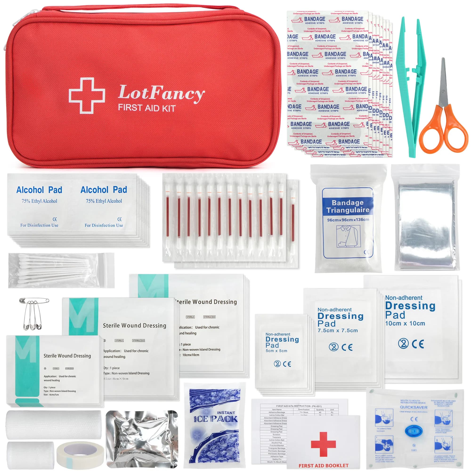 Kit di pronto soccorso 130 pezzi, compatto per emergenza a casa, all'aperto, auto, campeggio, posto di lavoro, escursionismo e sopravvivenza
