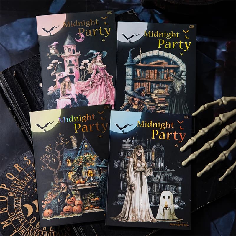 JIANQI 20 Sheets Gothic Dark Midnight Party Scrapbook Stickers Book Halloween Cute Bullet Journaling Decor Stationery Sticker