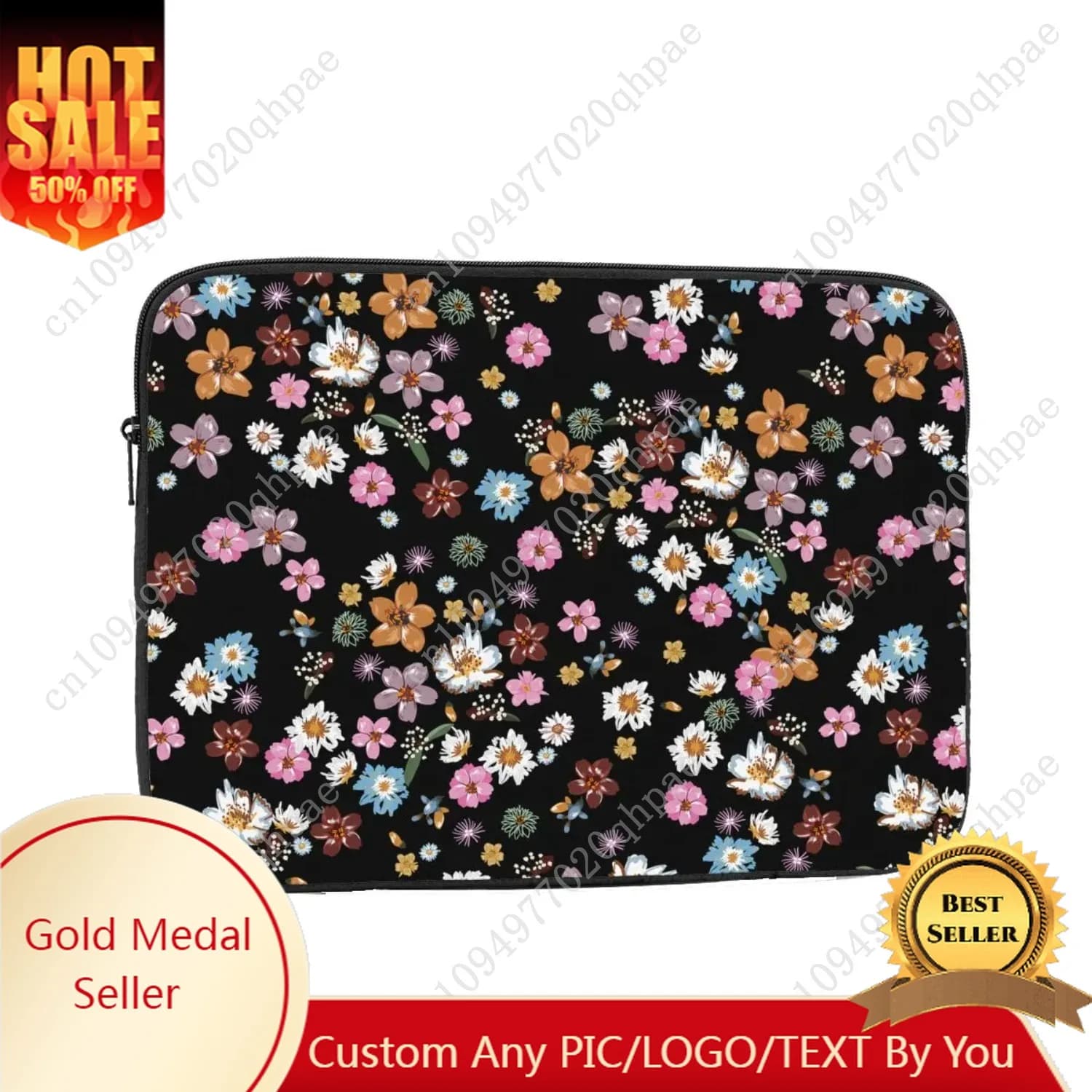 Custodia per laptop floreale moda fiori colorati 12 13 15 17 pollici Custodia per notebook Custodia antiurto per carta da parati rosa nera